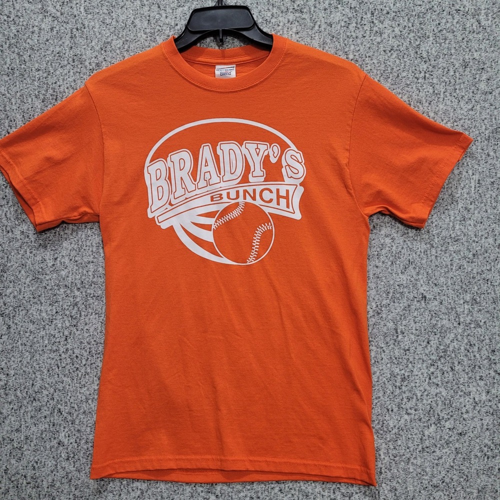 Jerzees Bradys Bunch Baseball Graphic T-Shirt Orange Mens Medium Number 4 Tee